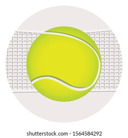 Tennis ball - yellow on a light icon with a grid for the game - isolated - vector.Tennis. Leisure.