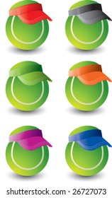 pelotas de tenis con sombreros