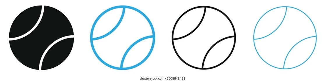 Ícones de bolas de tênis definir vetor, bolas de esportes de símbolos isolados no fundo transparente.