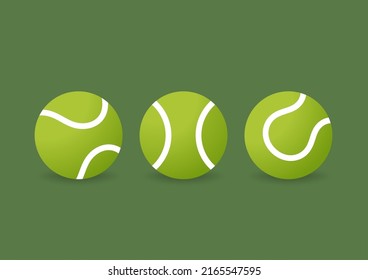 Tennis balls. Tennis balls on green background with a shadow. Vector illustration.