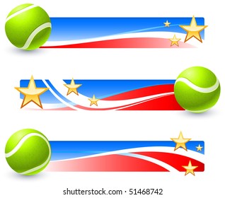 Tennis Balls with Patriotic U.S. Banner Original Illustration