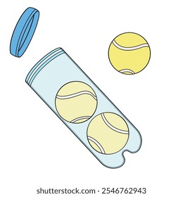Tennis balls in transparent tube container 