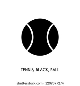 Tennis, Black, Ball vector icon