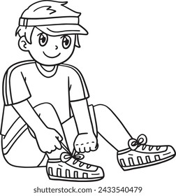 Tennis Boy Wearing Tennis Shoes Isolated Coloring