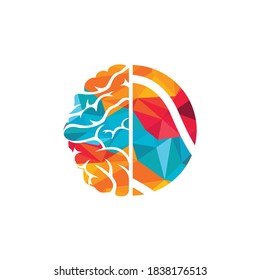Tennis brain vector logo design. Smart tennis logo concept.