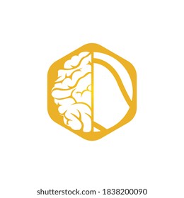 Tennis brain vector logo design. Smart tennis logo concept.