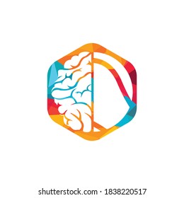 Tennis brain vector logo design. Smart tennis logo concept.