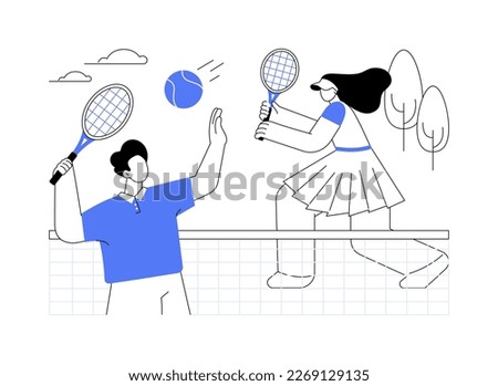 Tennis camp abstract concept vector illustration. Summer sport camp, tennis academy, junior training, kids specialty vacation program, physical activity, private instructor abstract metaphor.