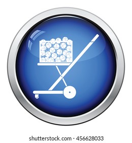 Tennis cart ball icon. Glossy button design. Vector illustration.