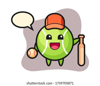 Tennis cartoon as a baseball player