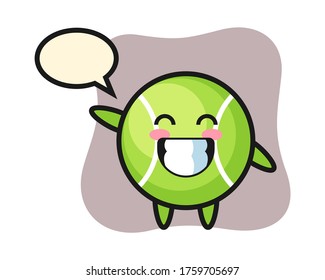Tennis cartoon doing wave hand gesture