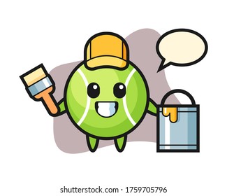 Tennis cartoon as a painter