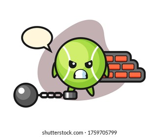Tennis cartoon as a prisoner