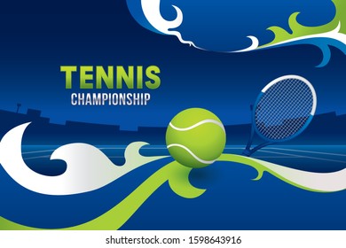 Tennis championship banner design. Vector sport concept.