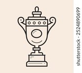 Tennis Championship Cup with handles and base vector outline icon. Design ready to use in multiple projects like websites, apps, shops, videos, games, sport equipment, marketing among others