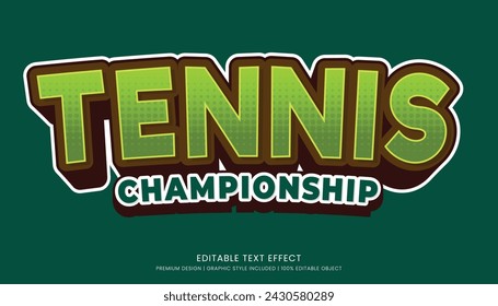 Tennis Championship Editable Texteffekt Vektor-Design für Champion Schiff und Community Club Logo