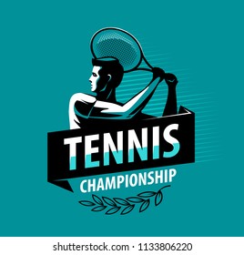 Tennis championship logo or label. Sport concept. Vector illustration