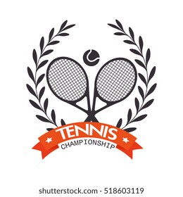 tennis championship rackets ball label graphic