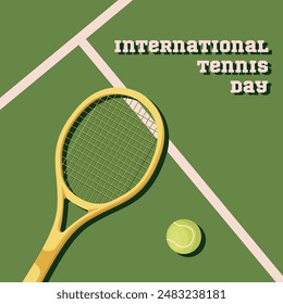 Tennis championship or tournament poster design. Tennis racket and ball isolated. Vector illustration.