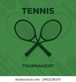 Diseño de póster de campeonato de tenis o torneo. Raqueta de tenis y pelota aislada. Ilustración vectorial.