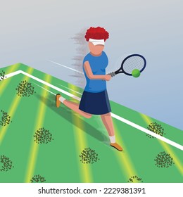 Tennis character in action vector art design