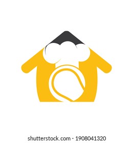 Tennis chef vector logo design. Tennis ball and chef hat with home icon design.	
