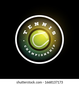 Tennis circular vector logo. Modern professional Typography sport retro style vector emblem and template logotype design. Tennis colorful logo.