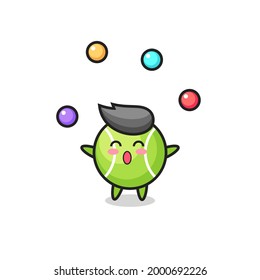 the tennis circus cartoon juggling a ball , cute style design for t shirt, sticker, logo element