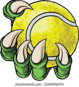 A tennis claw sports illustration of an eagle or animal monster hand holding ball