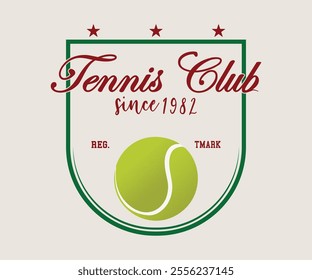 Tennis Club 1982 typography slogan with college varsity print for graphic tee t-shirt or sweatshirt.