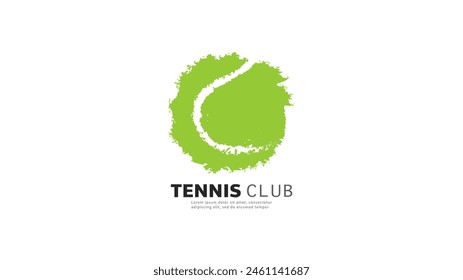 Club de tenis con el logotipo de la pelota de tenis utilizado en eventos deportivos en línea, ilustración para el concepto deportivo de tenis, Ilustración vectorial EPS 10