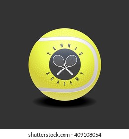 Tennis club, court, school vector logo, icon, symbol, label, emblem. Design element related to tennis for sticker, poster, corporate identity