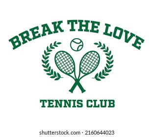 Tennis club graphic design for t shirt print or embroidery.