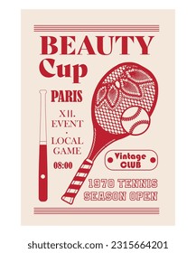 Tennis Club Grafikdesign für T-Shirt Print, Karte und Poster.