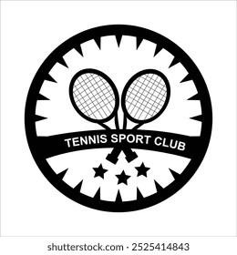 Logotipo do clube de tênis com bola de tênis e design Sport. Vetor