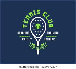 Tennis club logo. Sport emblem for tennis clubhouse, tournament or recreation