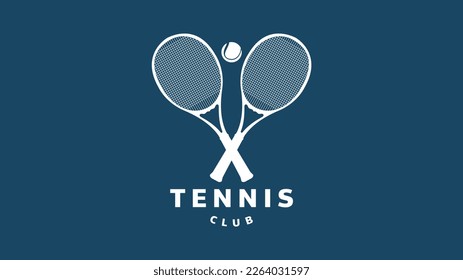 Tennis Club logo symbols on blue background ,tennis ball Vector Illustration EPS 10