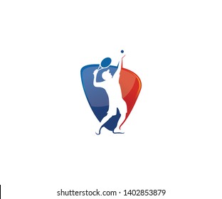 Tennis club logo template design. Vector illustration.