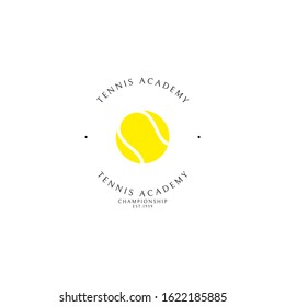 Tennis club. Logo template. Yellow tennis ball