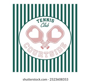 Tennisclub retro vintage vintage vektor design, hofseite tennis grafik kunstwerk für t-shirt, pullover, stickerei, sommer sport club design 