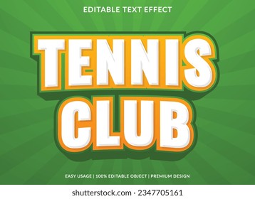 tennis club text effect template with 3d bold type style and retro concept use for brand and logotype