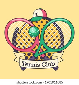 Tennis club vector logo. Set of tennis icons. Sports objects. Simple elements and symbols. Icons for your design.