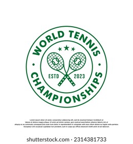 Tennis club vintage retro logo emblem design for t shirt print or embroidery.