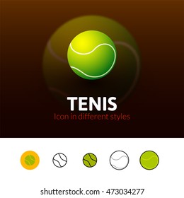 Tennis color icon, vector symbol in flat, outline and isometric style isolated on blur background