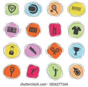 Tennis color vector icons for web and user interface