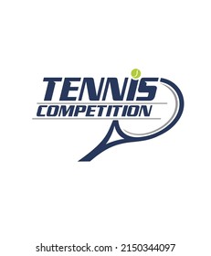 Tennis Competition Tournament, Tennis Balls And Tennis Racket. Sports Sign. Tennis Logo. Flat Style.