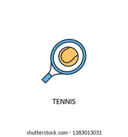 Tennis concept 2 colored line icon. Simple yellow and blue element illustration. Tennis concept outline symbol design