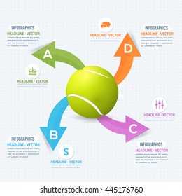 Tennis Concept Infographics Design, Colorful Number Arrow Illustration