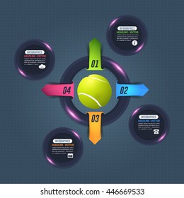 Tennis Concept Infographics Design, Colorful Number Arrow Illustration