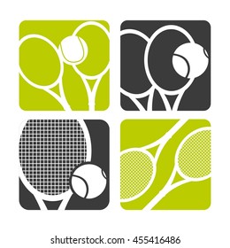 Tennis concept represented by ball and racket icon. Colorfull and flat illustration. 